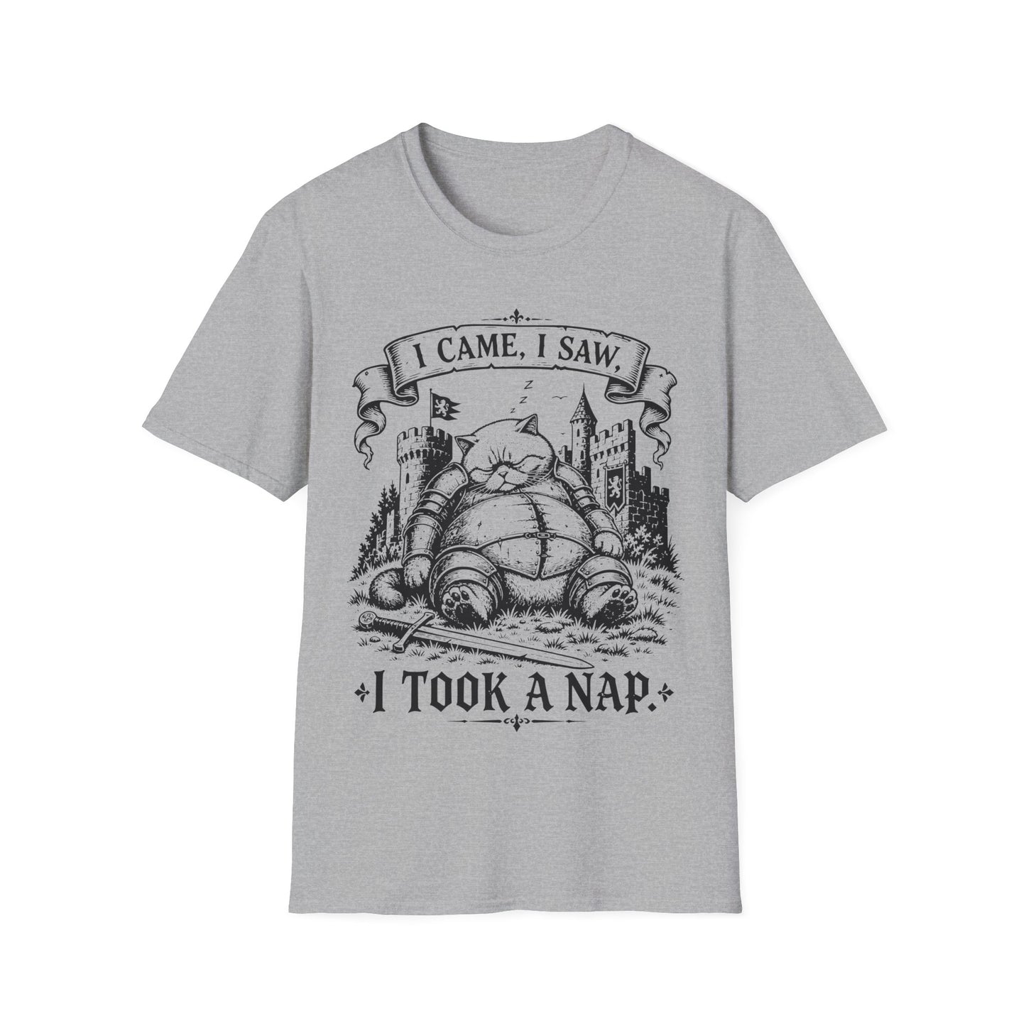 I Came, I Saw, I Took a Nap Funny Medieval Cat Knight T-Shirt