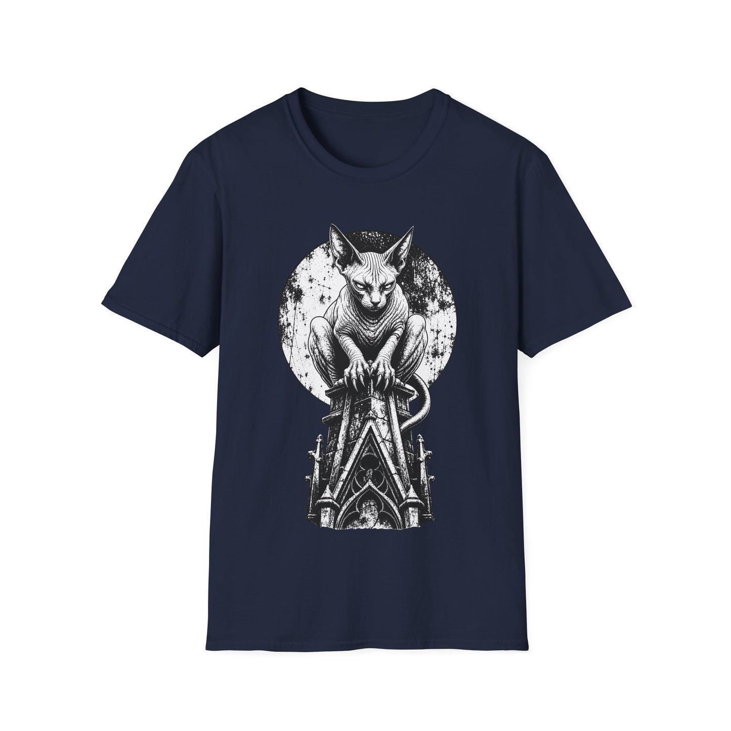 Moonlit Gargoyle Sphynx Gothic Cat T-Shirt