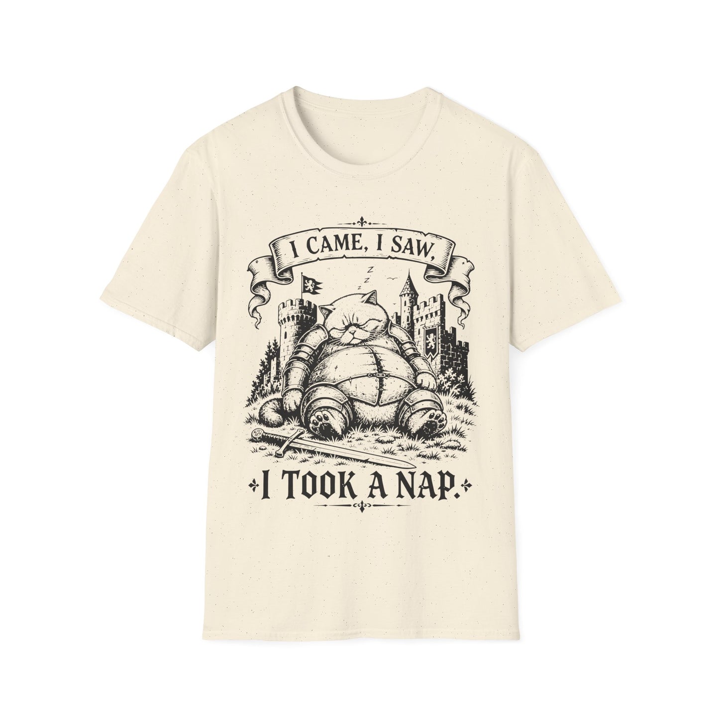 I Came, I Saw, I Took a Nap Funny Medieval Cat Knight T-Shirt
