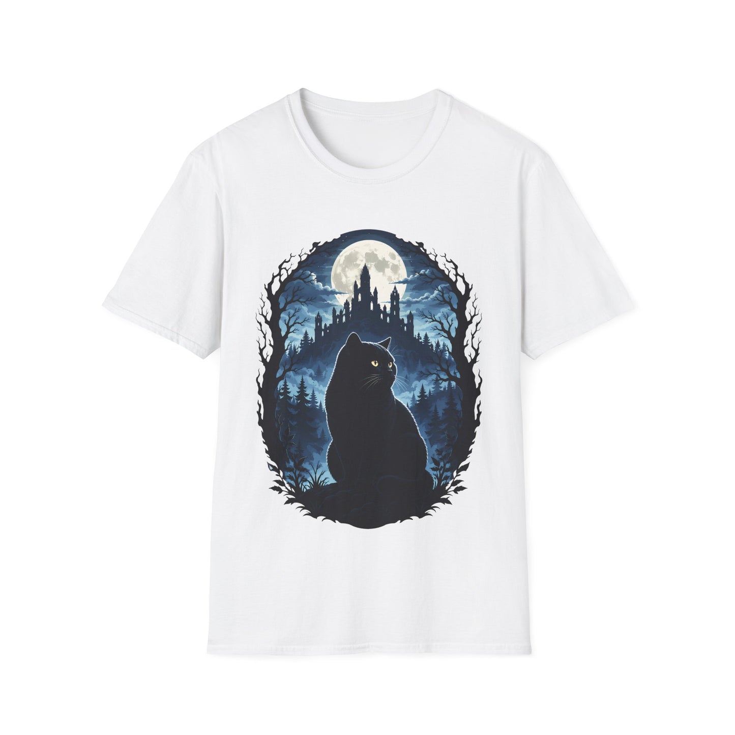 Moonlit Castle Guardian Cat T-Shirt