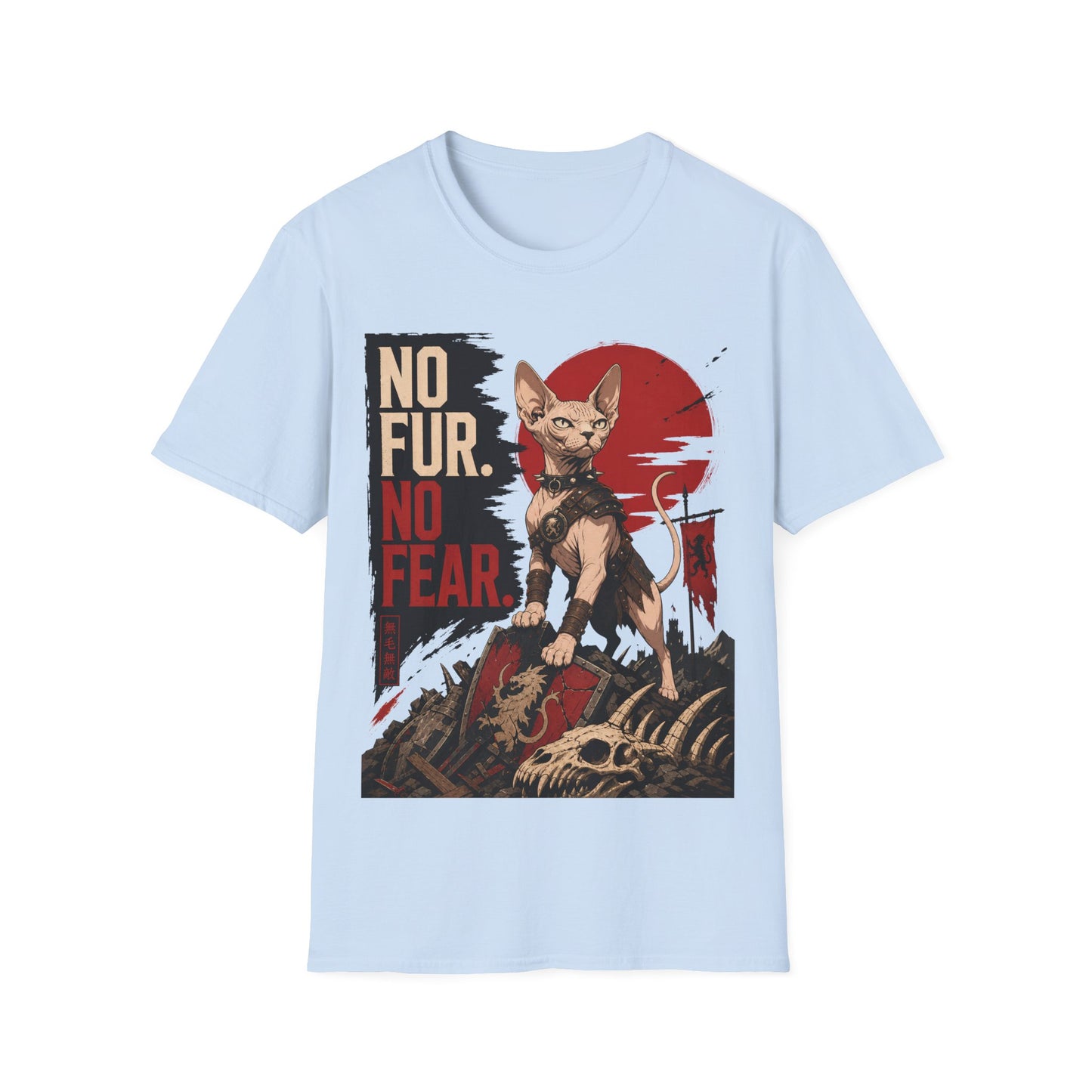No Fur No Fear Sphynx Warrior Cat T-Shirt
