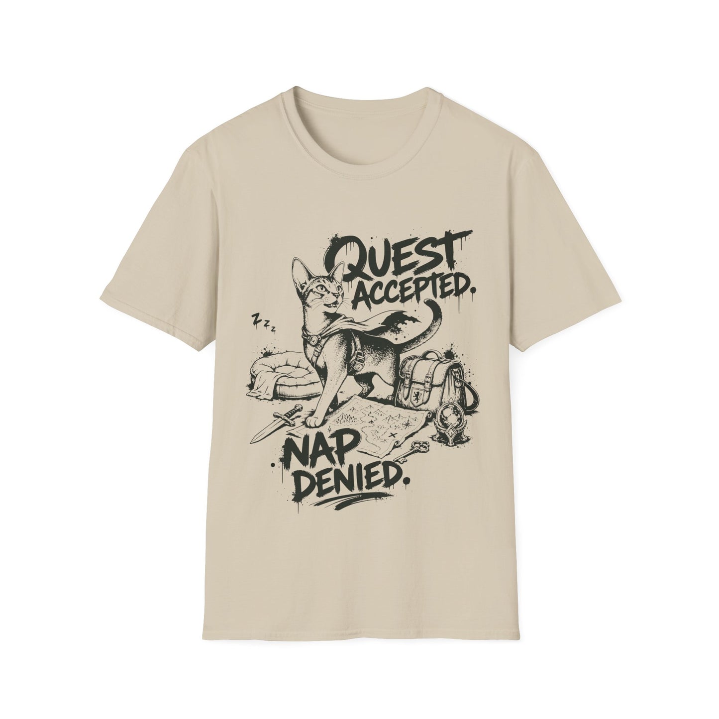 Quest Accepted Nap Denied Funny Abyssinian Adventure Cat T-Shirt