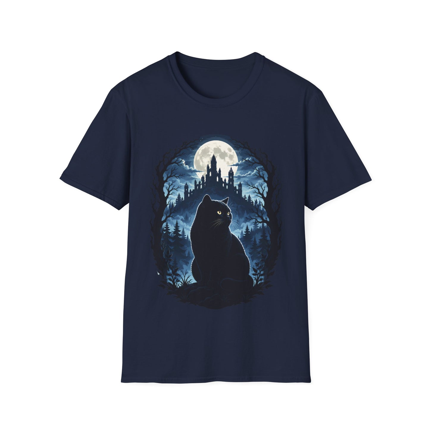 Moonlit Castle Guardian Cat T-Shirt