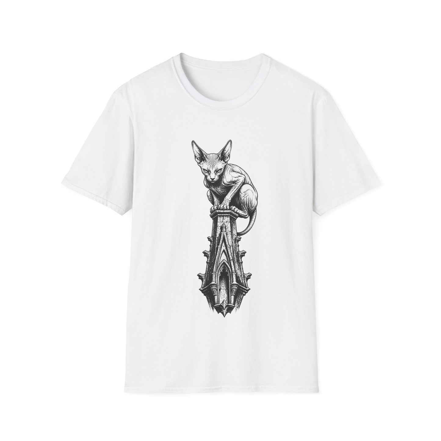 Gothic Spire Guardian Sphynx Cat T-Shirt