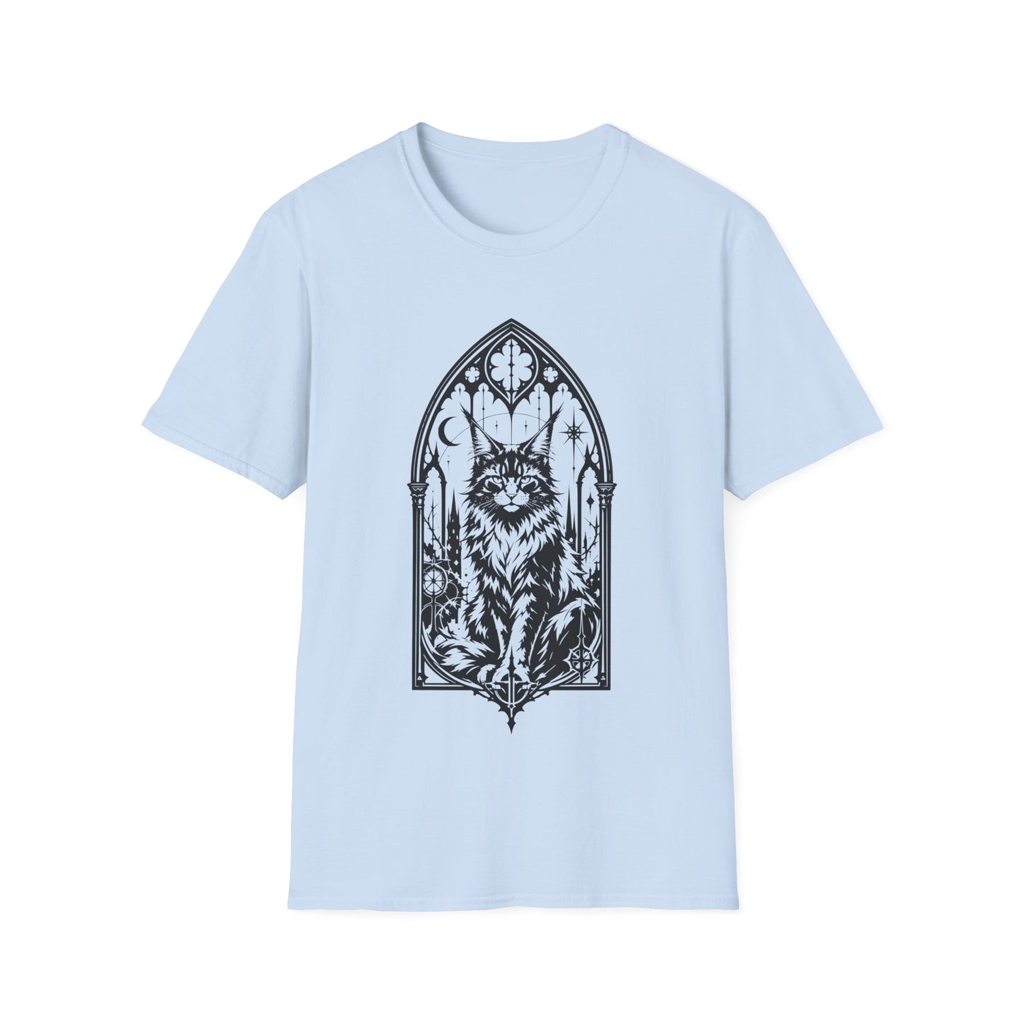 Gothic Cathedral Maine Coon Guardian Cat T-Shirt