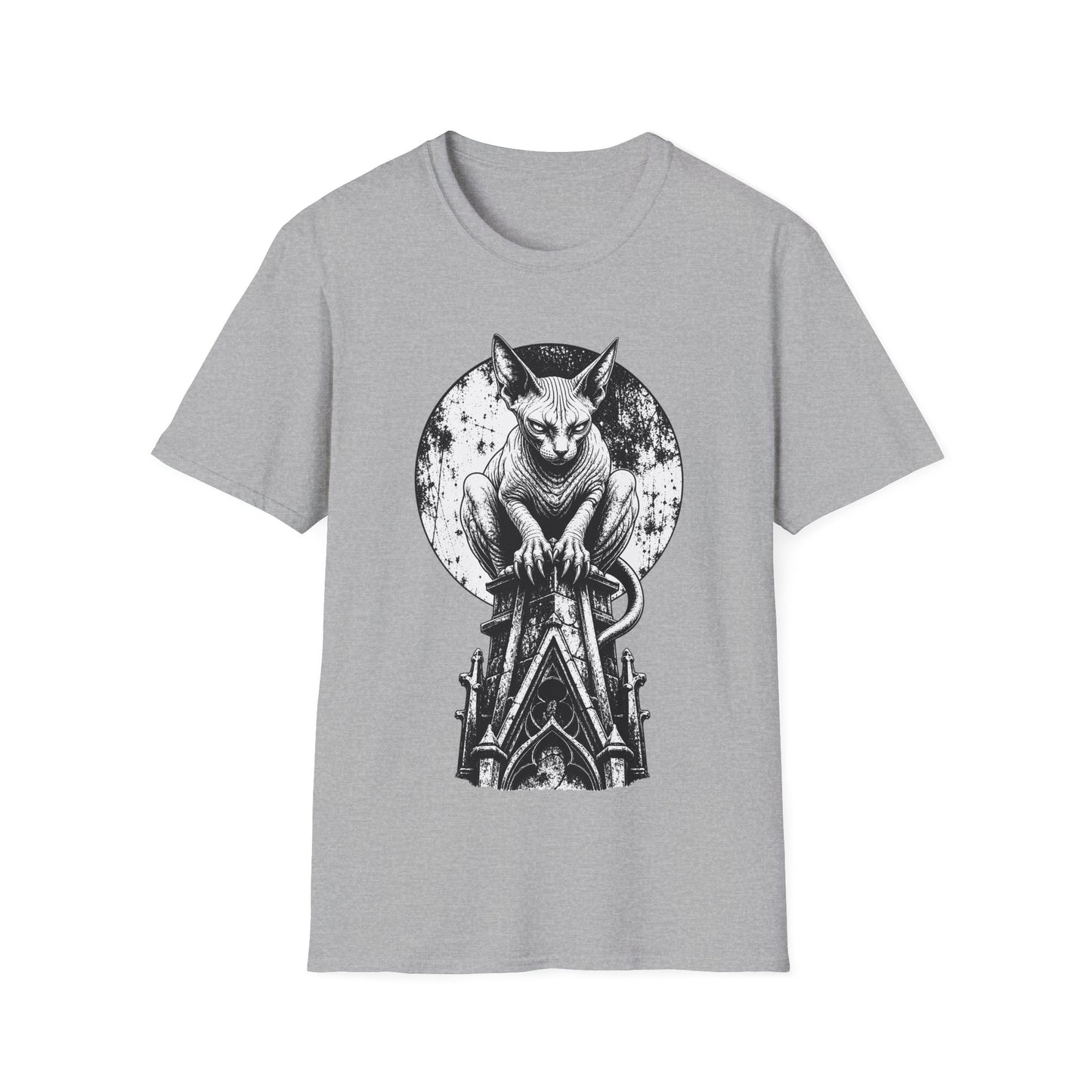 Moonlit Gargoyle Sphynx Gothic Cat T-Shirt