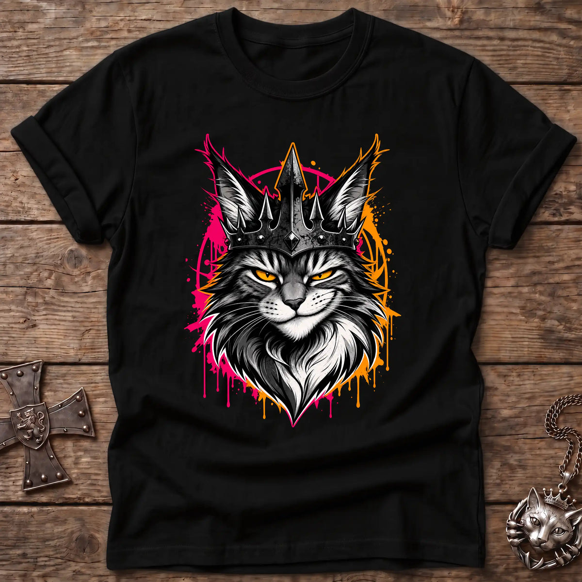 Neon Crown Cat T-Shirt