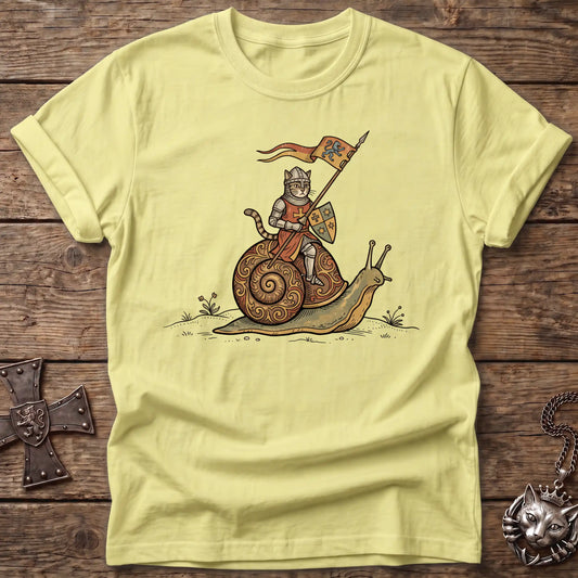 Snail Rider Cat Knight T-Shirt