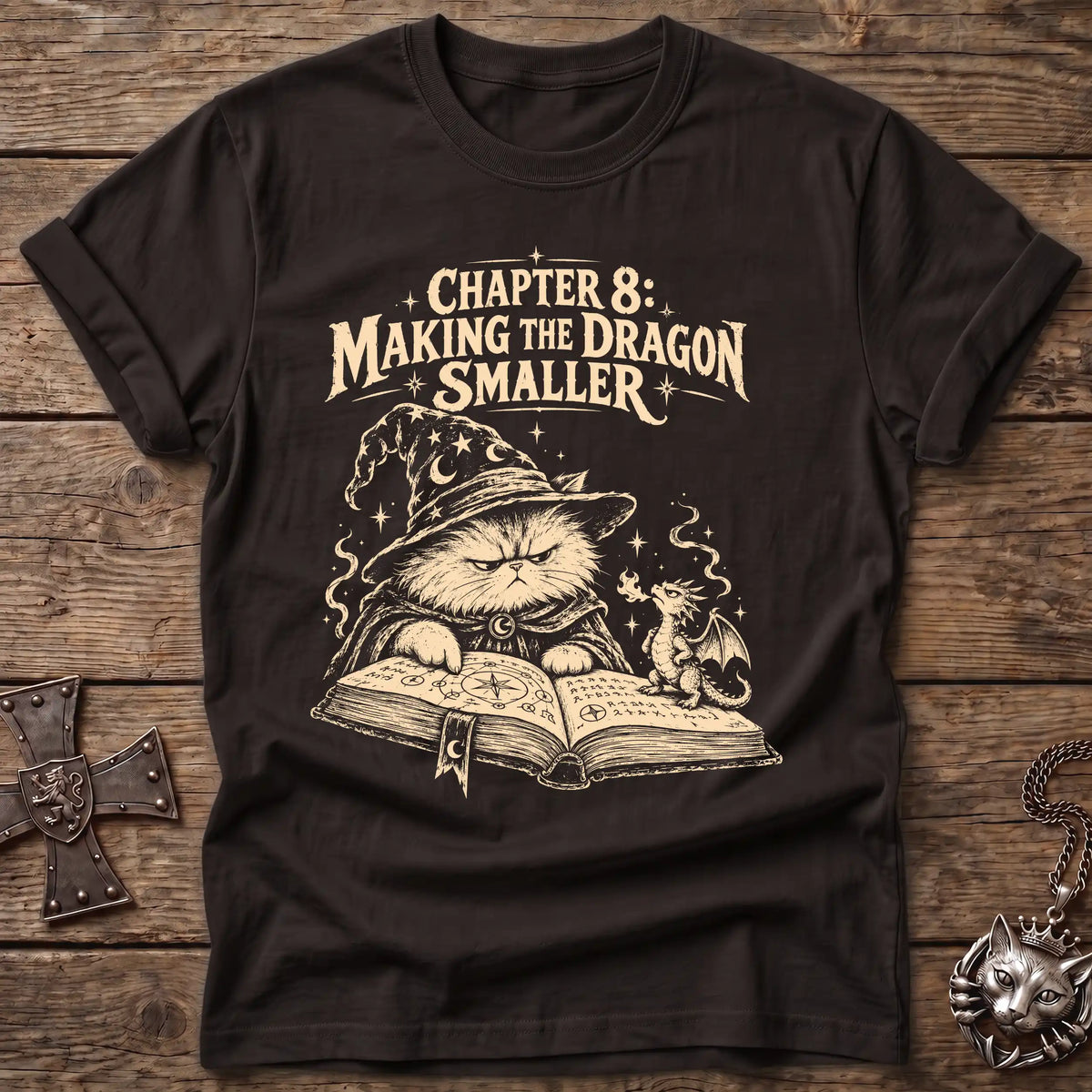Dragon Shrinking Wizard Cat T-Shirt