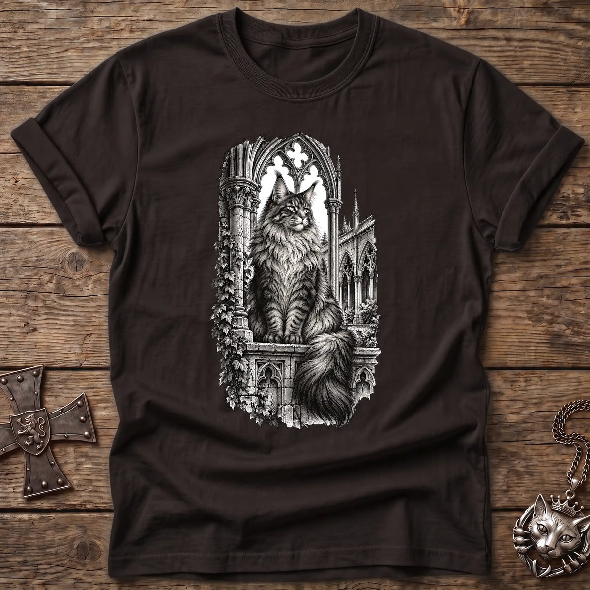 Gothic Maine Coon Guardian T-Shirt