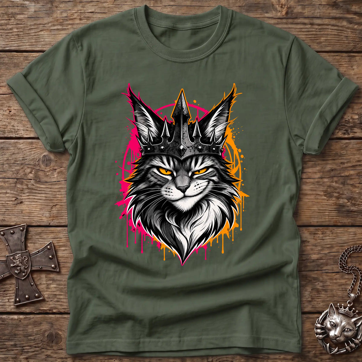 Neon Crown Cat T-Shirt