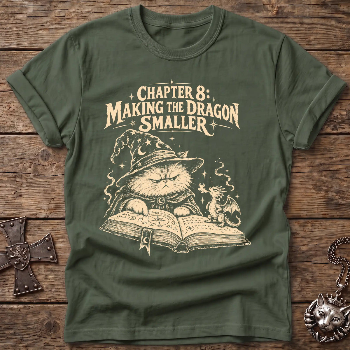 Dragon Shrinking Wizard Cat T-Shirt