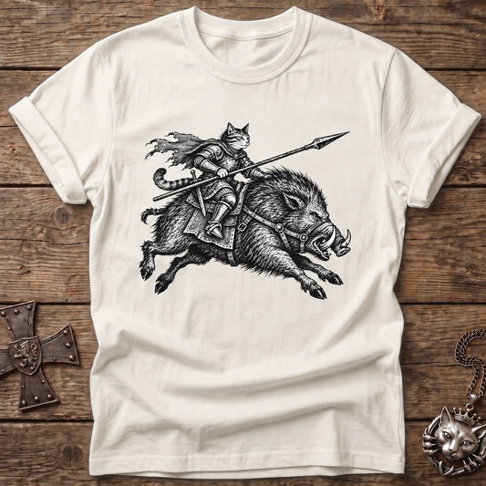 Boar Rider Cat Knight T-Shirt