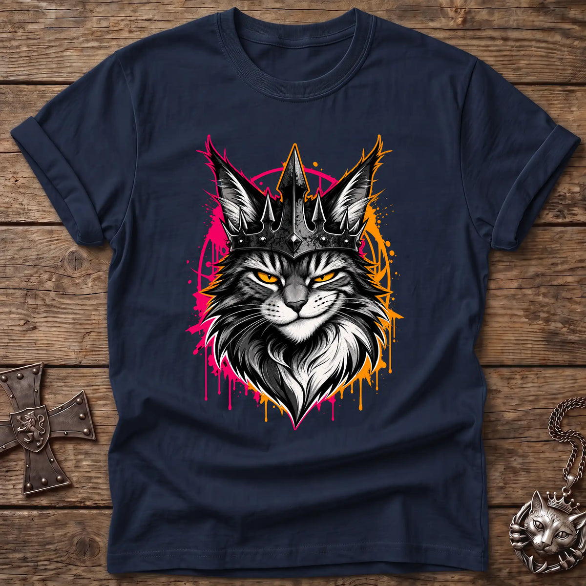Neon Crown Cat T-Shirt