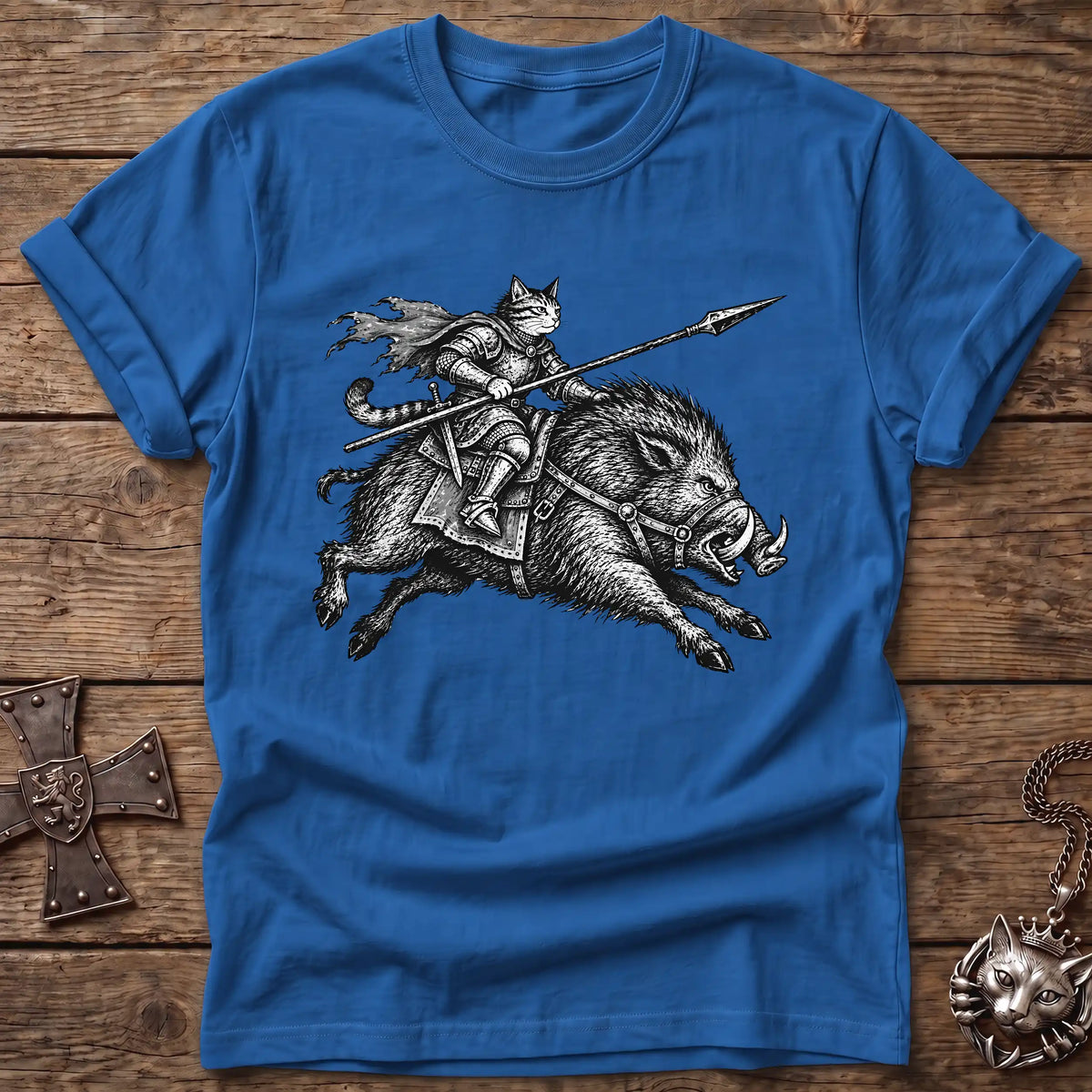 Boar Rider Cat Knight T-Shirt