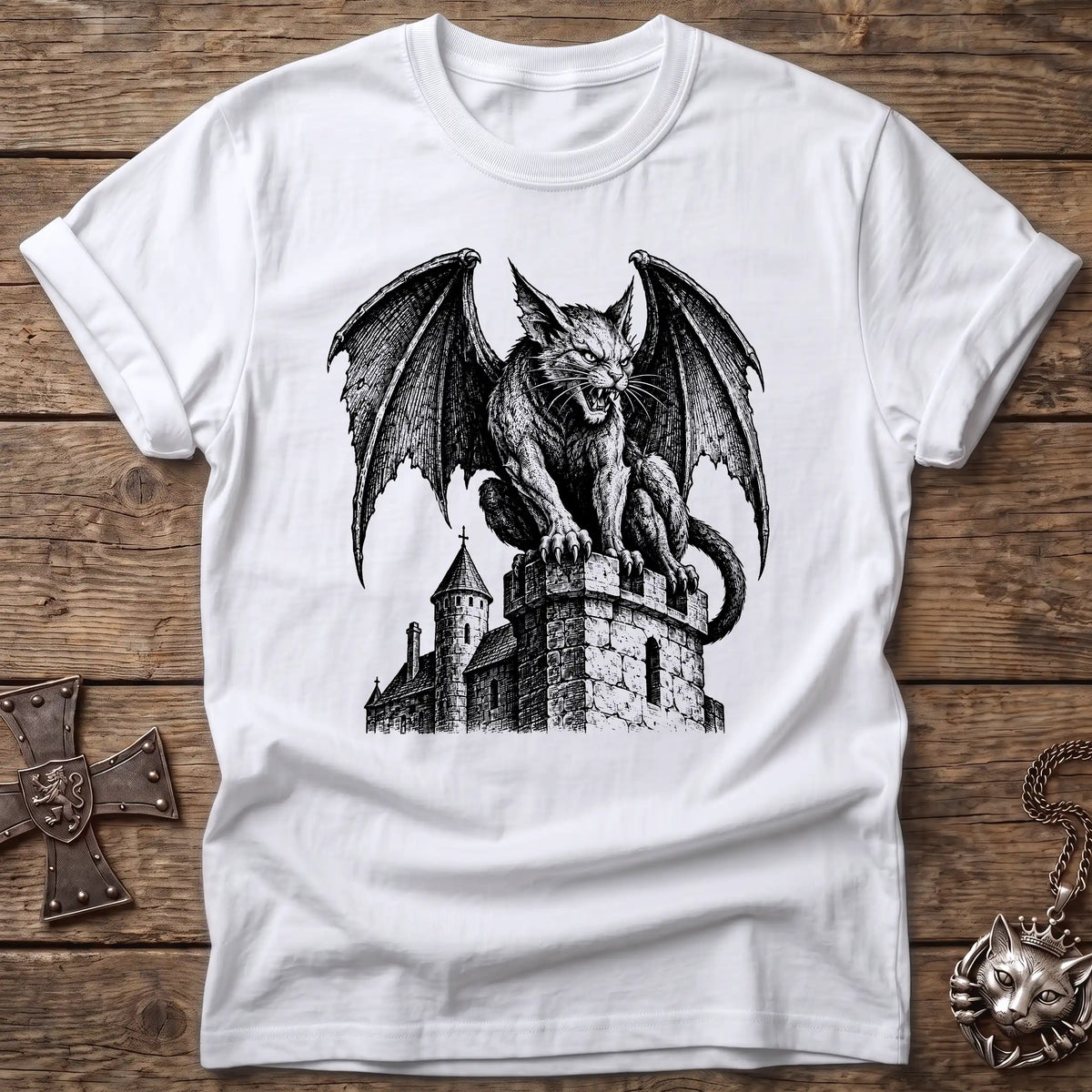 Gargoyle Cat Guardian T-Shirt